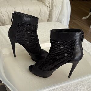 BCBGMaxAzria Black Perforated Heeled Boots